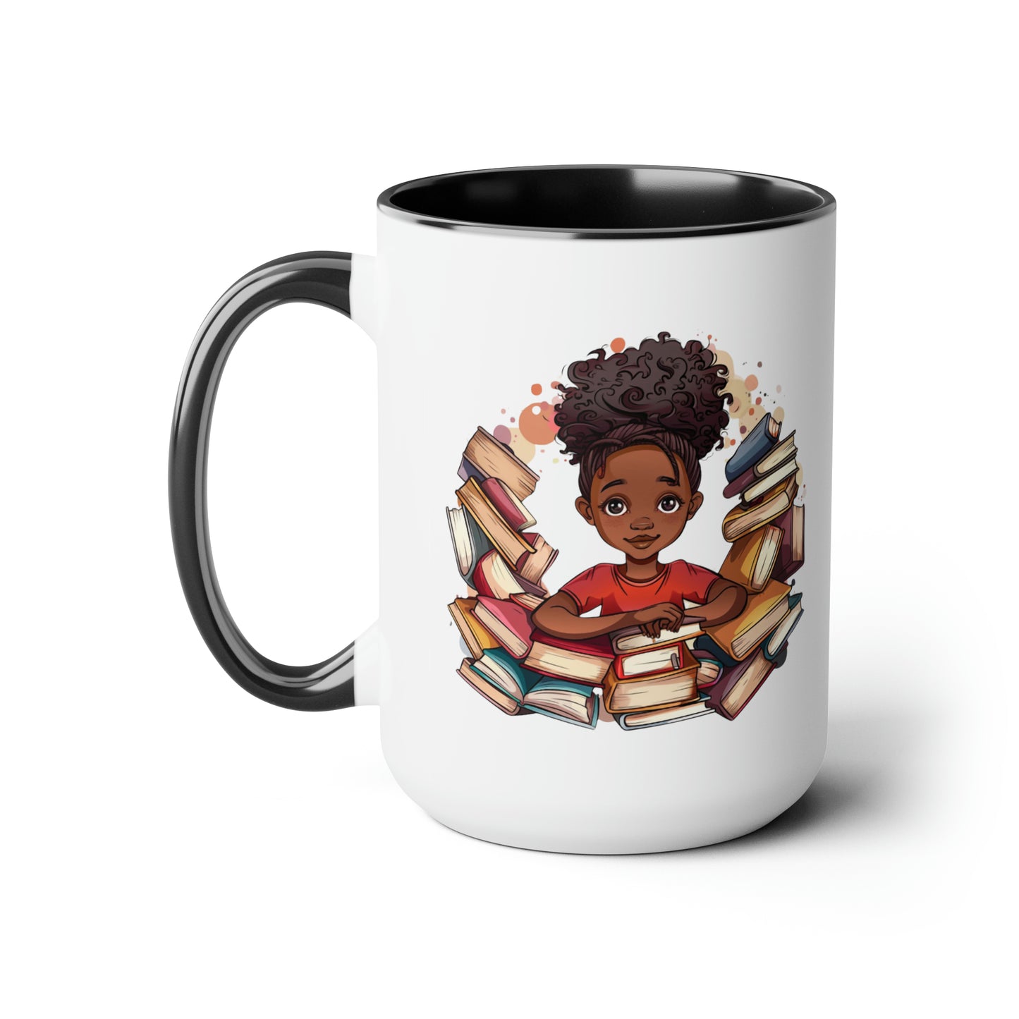 Knowledge Princess Surrounded By Books 15 oz Two-Toned Mug